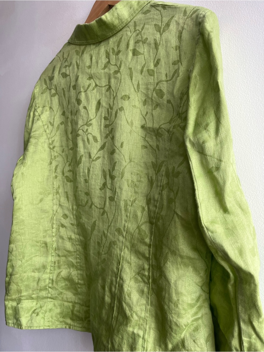 Melanie Lyne Lime Green Linen Blazer Jacket | Coastal Grandmother Summer Size XL - Picture 4 of 9